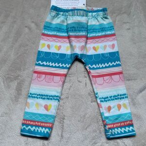 Emerald August Baby Girl 0-3 Months Heart and See Blue/Pink Leggings Pants New